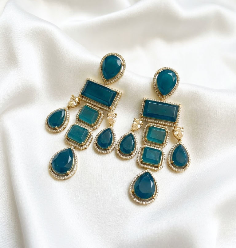 verdant muse geometric chandelier earrings