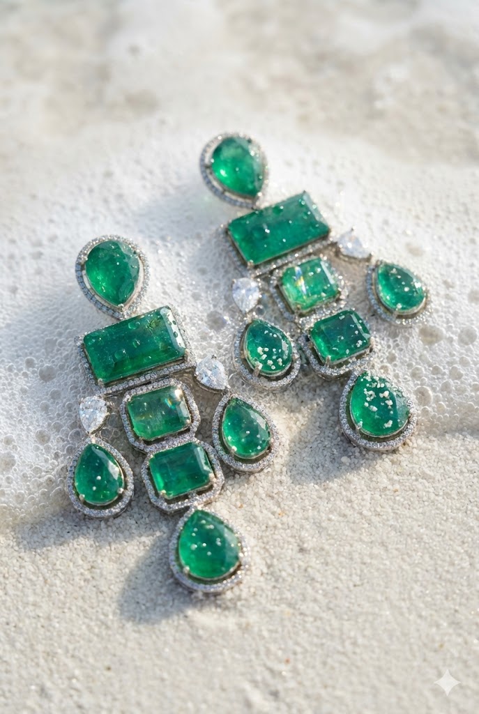 verdant muse geometric chandelier earrings