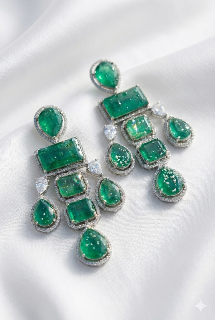 verdant muse geometric chandelier earrings