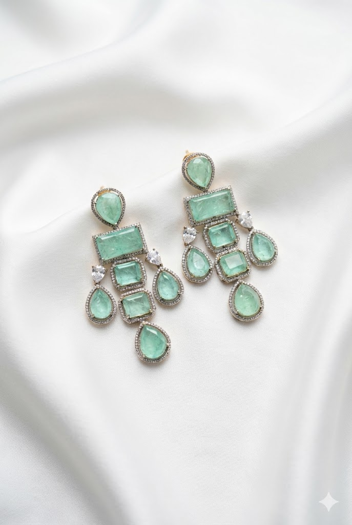 verdant muse geometric chandelier earrings