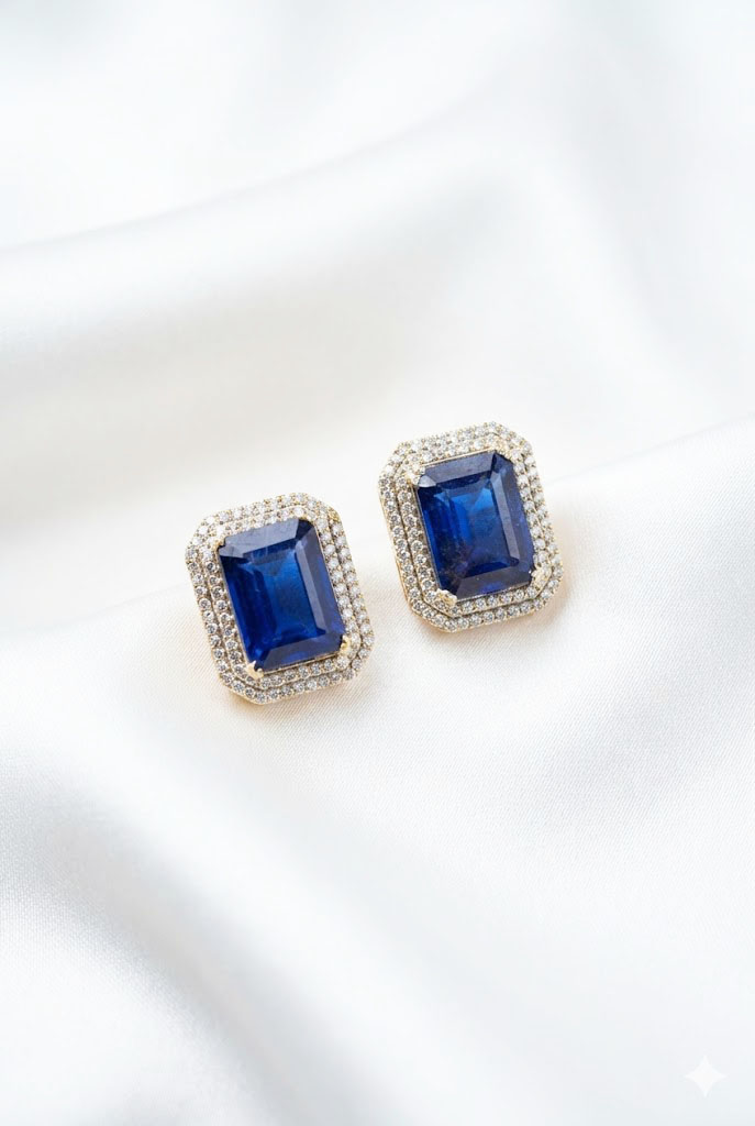 radiant crimson emerald cut halo studs radiant crimson emerald cut halo studs