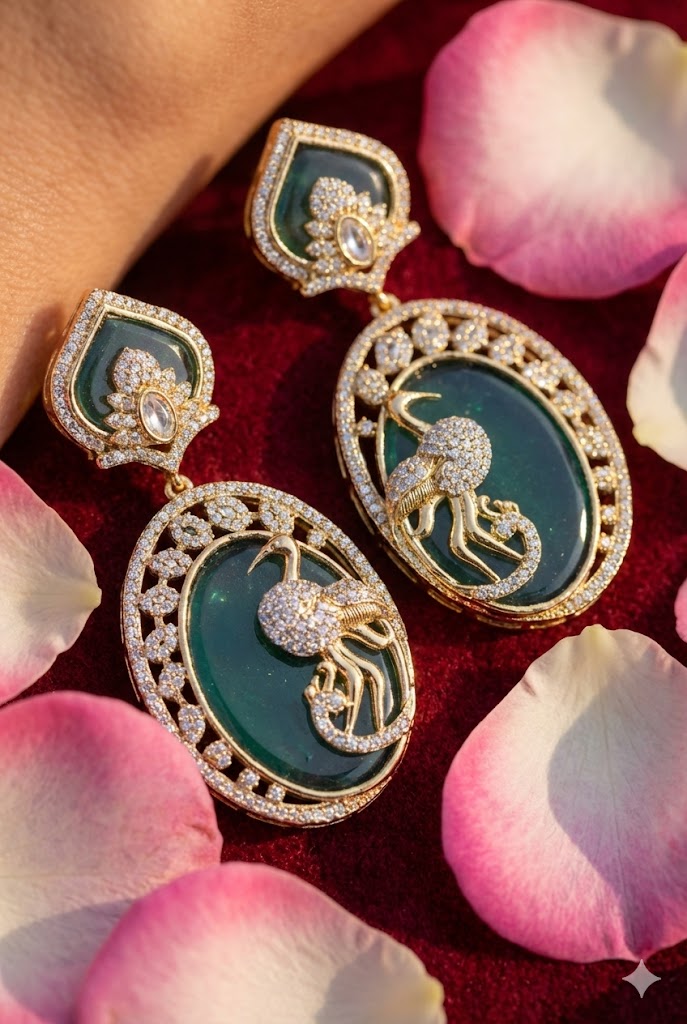 imperial emerald & swan grace earrings imperial emerald & swan grace earrings