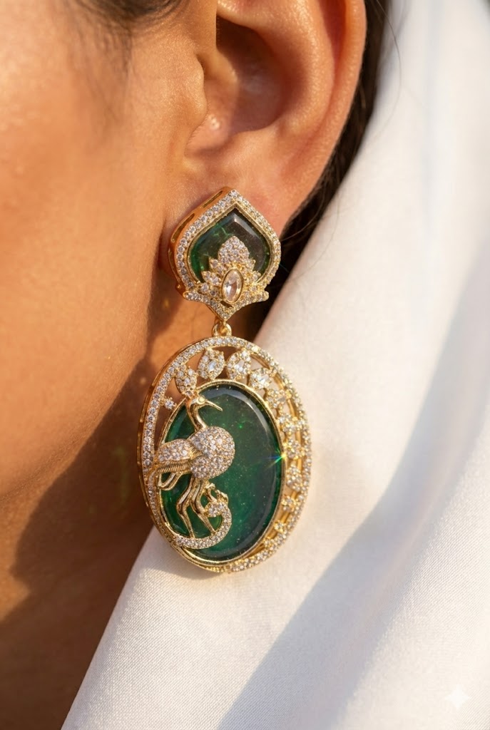 imperial emerald & swan grace earrings imperial emerald & swan grace earrings