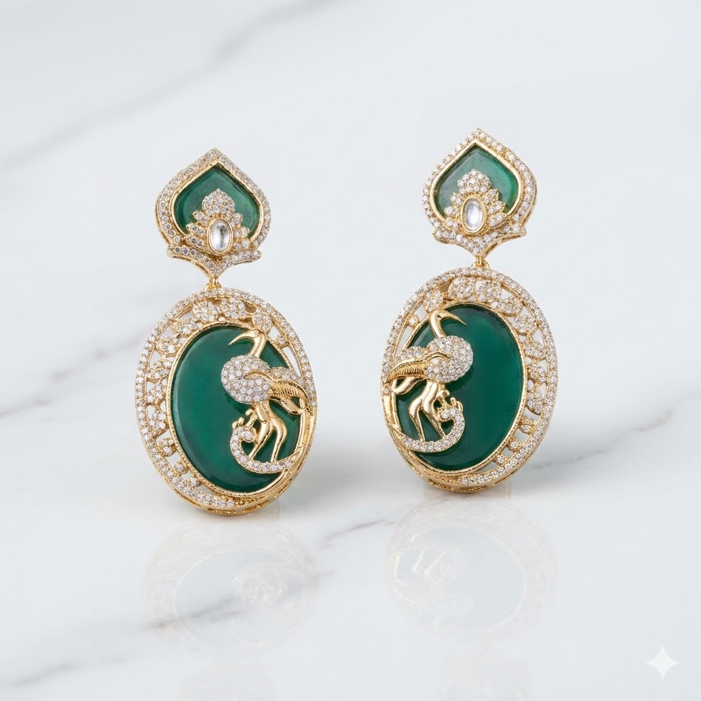imperial emerald & swan grace earrings imperial emerald & swan grace earrings