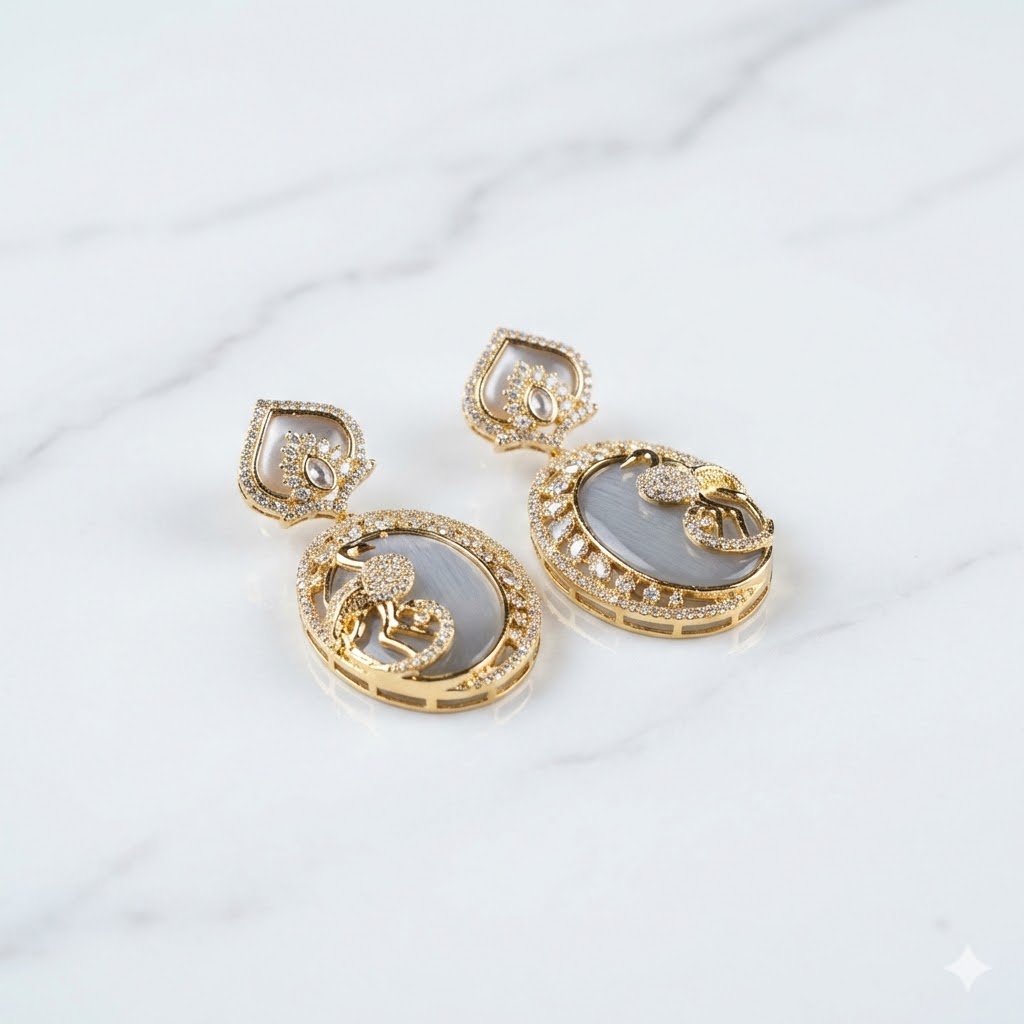imperial emerald & swan grace earrings imperial emerald & swan grace earrings