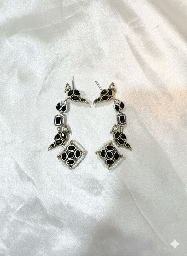 elegant ruby red bird motif temple earrings elegant ruby red bird motif temple earrings