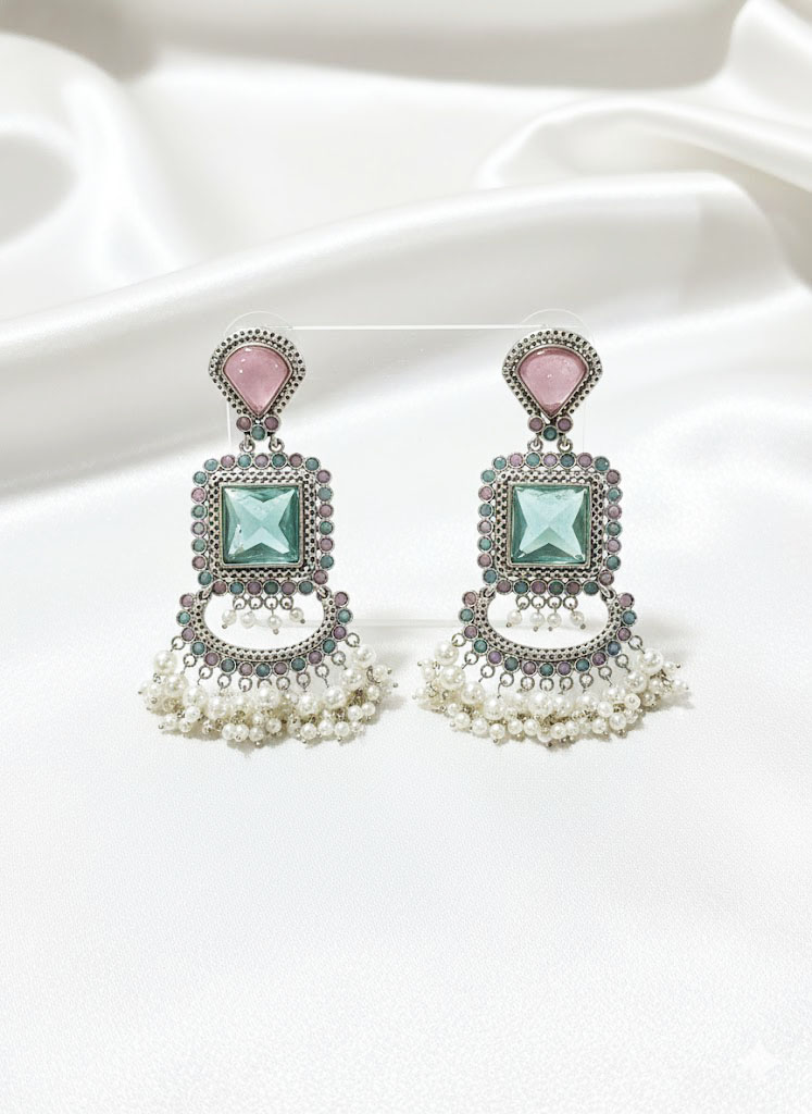emerald elegance oxidized chand bali earrings emerald elegance oxidized chand bali earrings