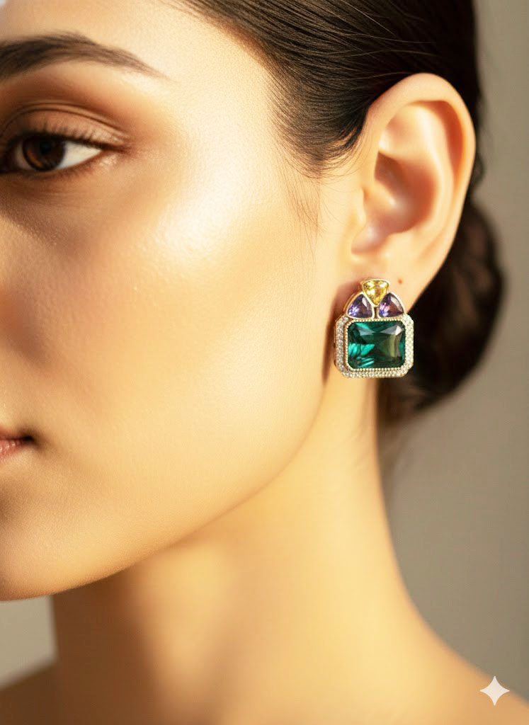 regal prism multi stone geometric stud earrings regal prism multi stone geometric stud earrings