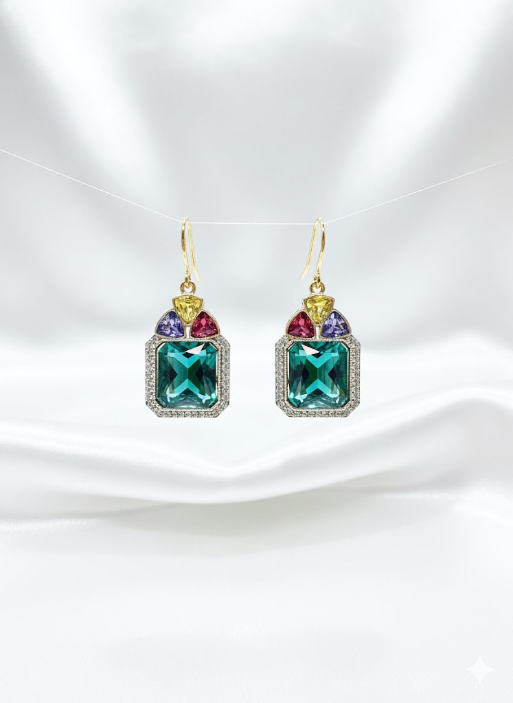 regal prism multi stone geometric stud earrings regal prism multi stone geometric stud earrings