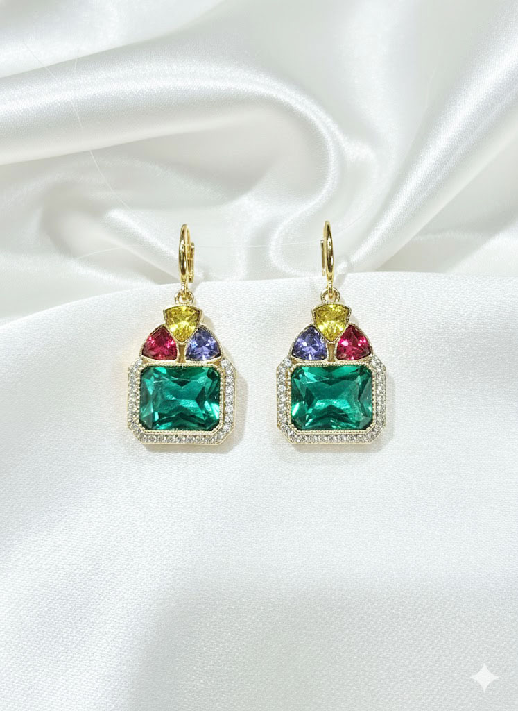 regal prism multi stone geometric stud earrings regal prism multi stone geometric stud earrings