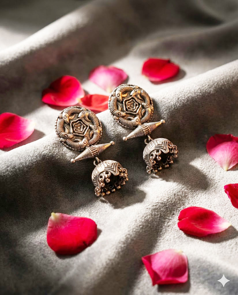 tribal inspired antique silver oxidized jhumka earrings tribal inspired antique silver oxidized jhumka earrings