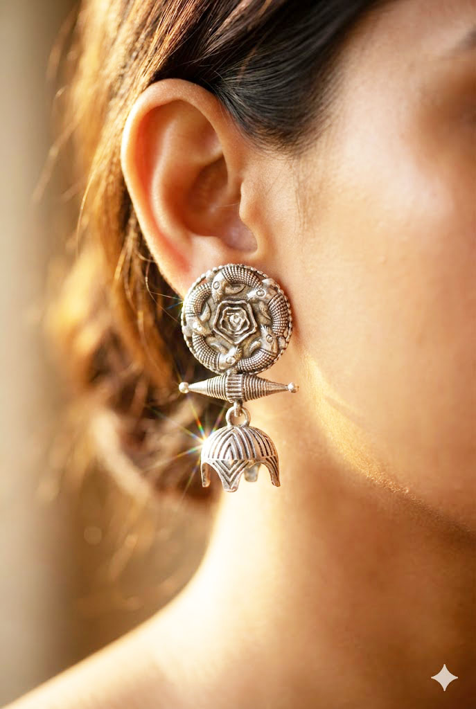 tribal inspired antique silver oxidized jhumka earrings tribal inspired antique silver oxidized jhumka earrings