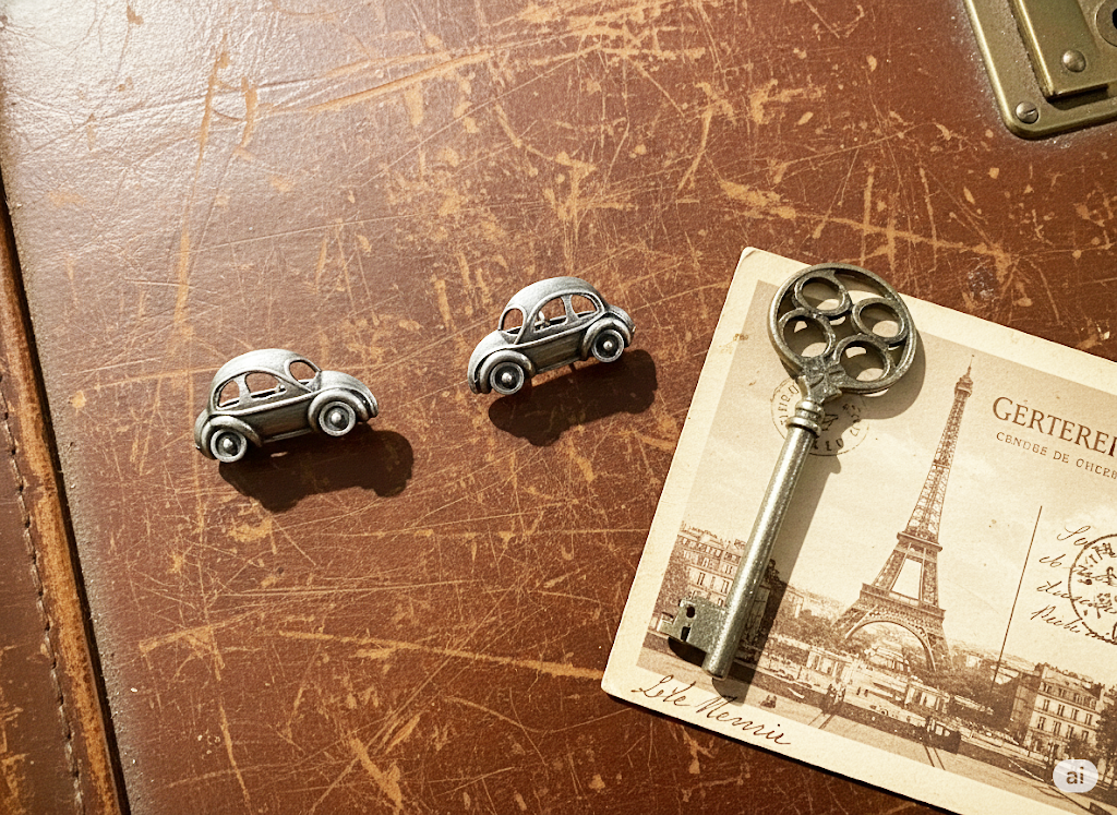 vintage beetle brass finish decorative miniature set earring vintage beetle brass finish decorative miniature set earring