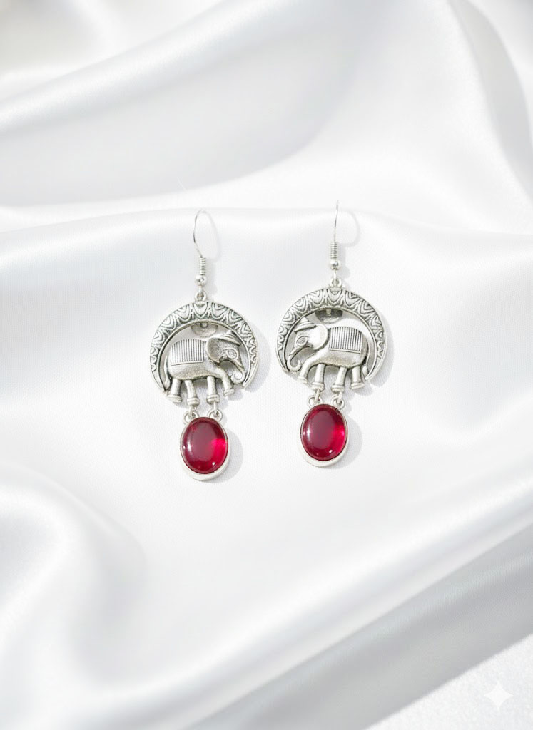 antique silver tone elephant motif dangle earrings antique silver tone elephant motif dangle earrings