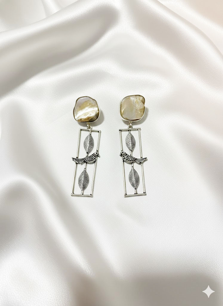 "panchi" mother of pearl geometric drop earrings "panchi" mother of pearl geometric drop earrings