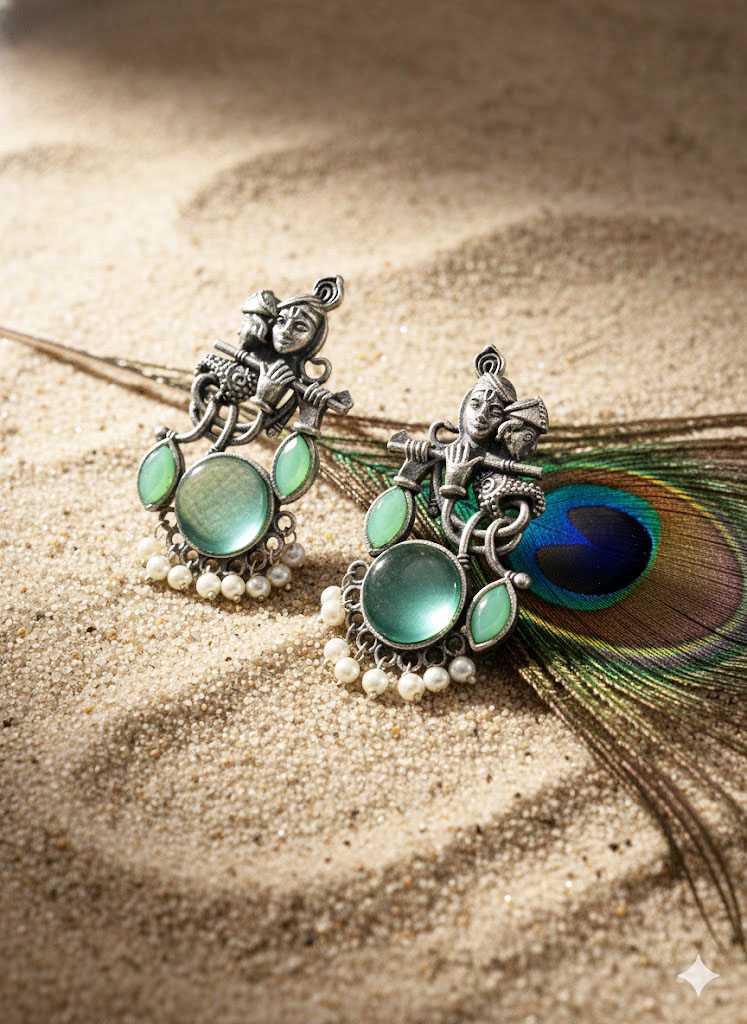 radha krishna oxidized silver handcrafted earrings radha krishna oxidized silver handcrafted earrings