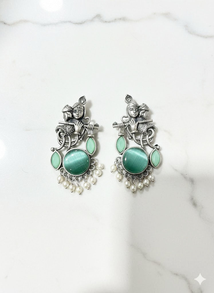 radha krishna oxidized silver handcrafted earrings radha krishna oxidized silver handcrafted earrings