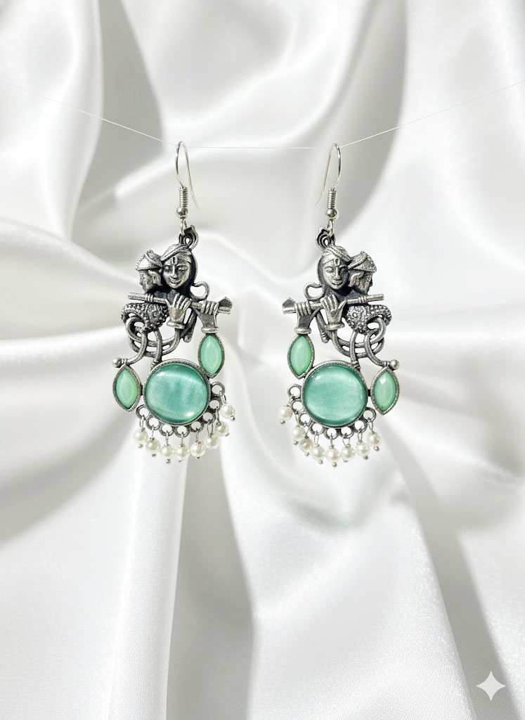 radha krishna oxidized silver handcrafted earrings radha krishna oxidized silver handcrafted earrings