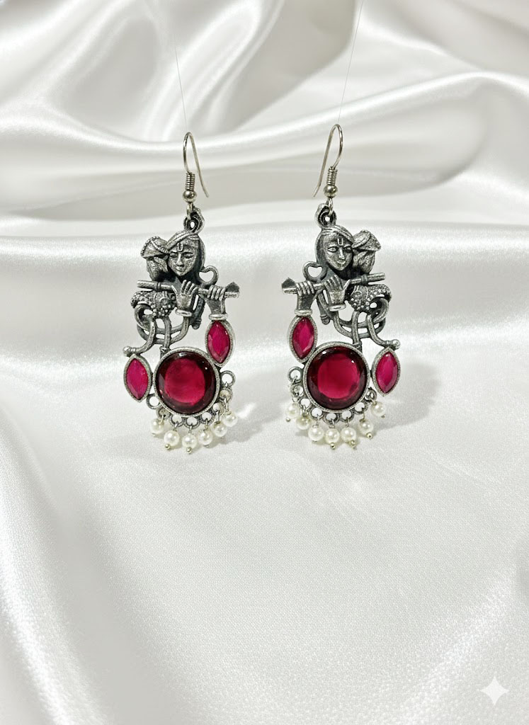 radha krishna oxidized silver handcrafted earrings radha krishna oxidized silver handcrafted earrings