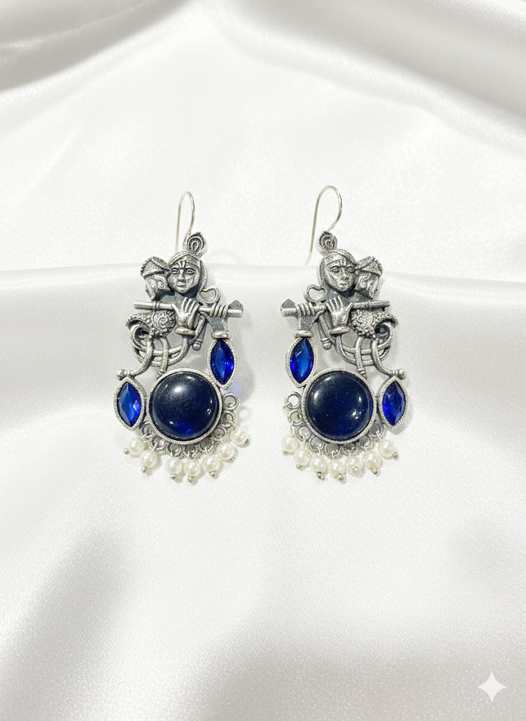 radha krishna oxidized silver handcrafted earrings radha krishna oxidized silver handcrafted earrings