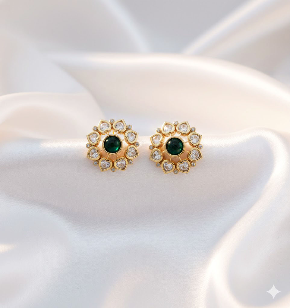 heart cut zircon floral stud by Malini heart cut zircon floral stud by Malini