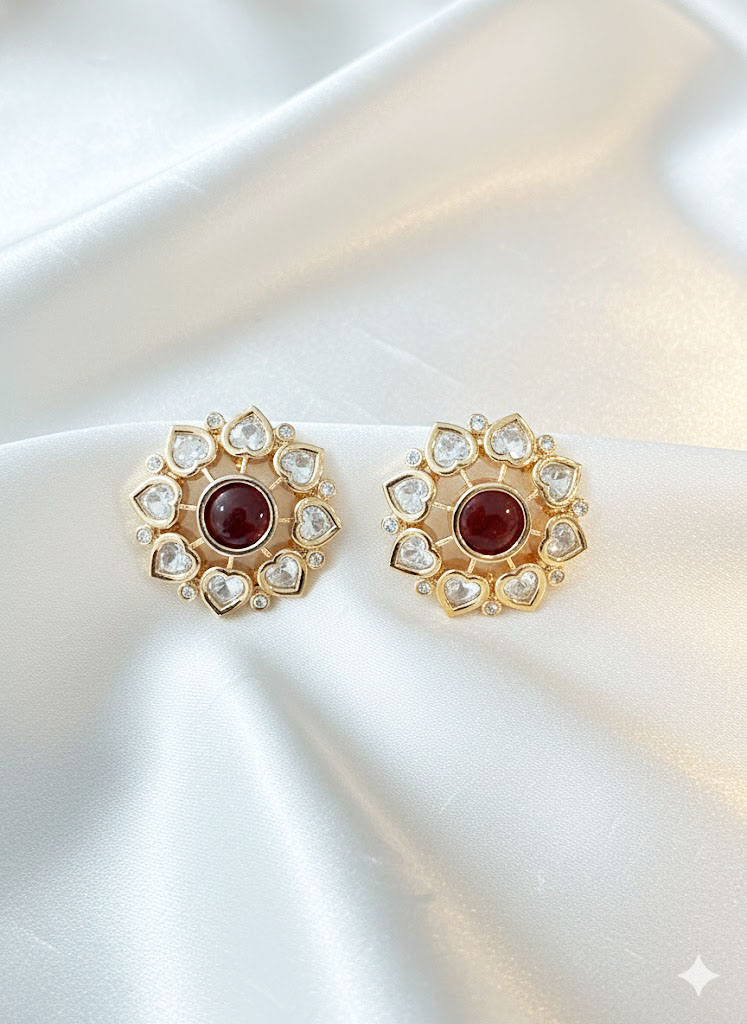 heart cut zircon floral stud by Malini heart cut zircon floral stud by Malini