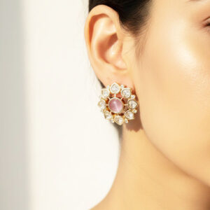 heart cut zircon floral stud by Malini