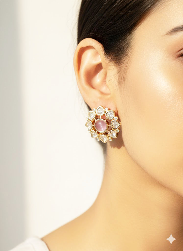 heart cut zircon floral stud by Malini heart cut zircon floral stud by Malini