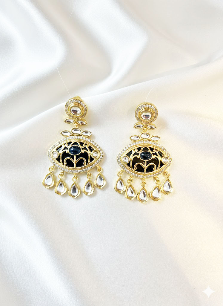 graceful blush kundan droplet earrings by Malini graceful blush kundan droplet earrings by Malini