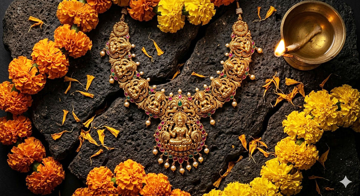 traditional temple style antique necklace set traditional temple style antique necklace set