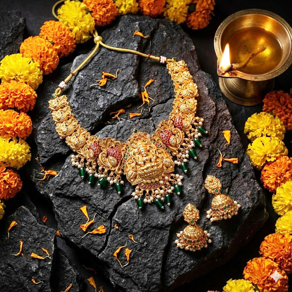 traditional temple style antique necklace set traditional temple style antique necklace set