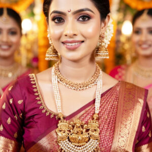 traditional gold plated lakshmi coin necklace and stud earring set
