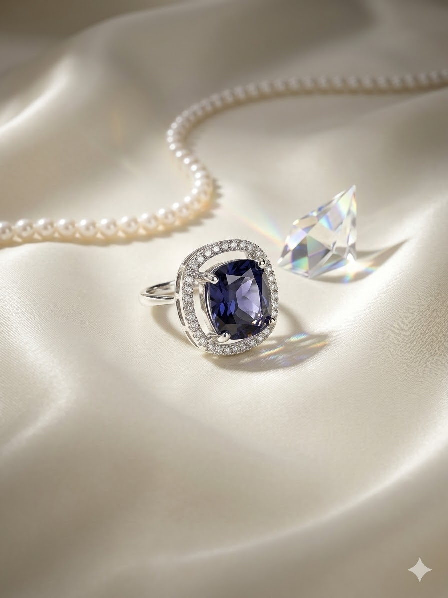 cushion cut halo ring by Malini