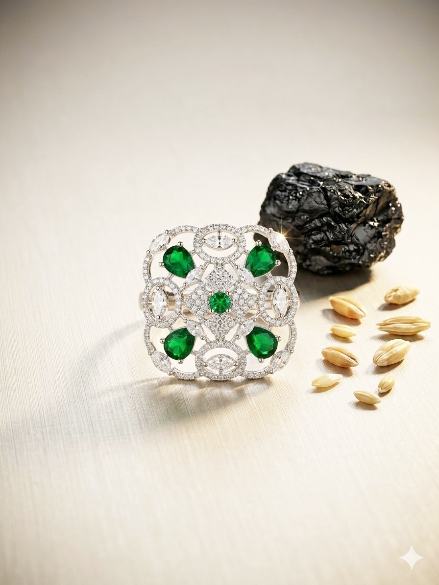 emerald allure cz statement ring by Malini emerald allure cz statement ring by Malini