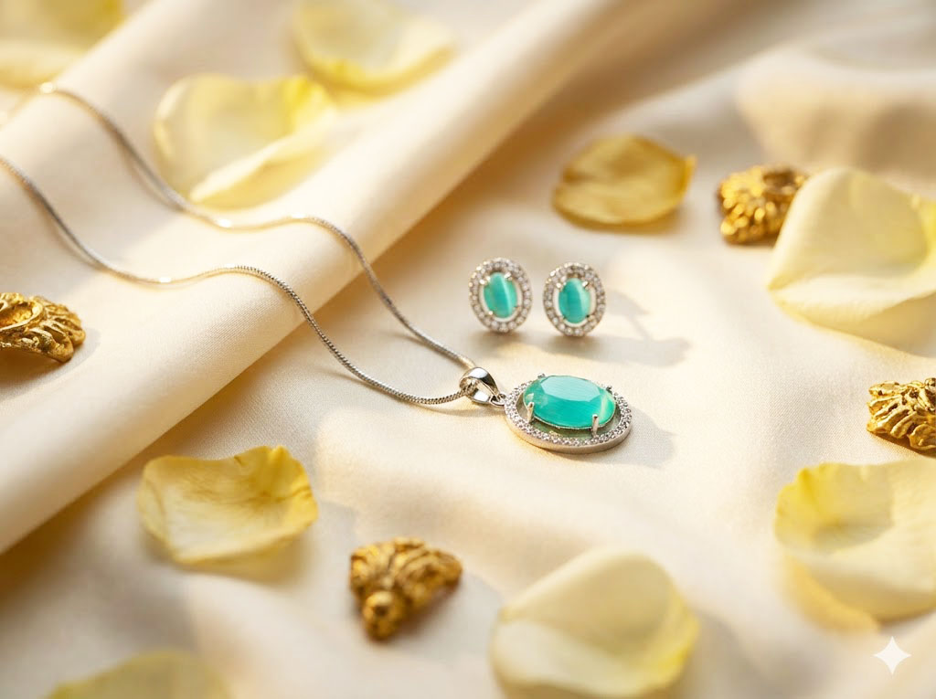 oval halo jewelry set by Malini oval halo jewelry set by Malini