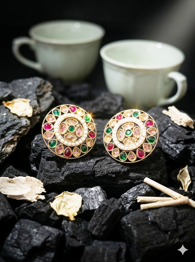 royal kundan & pearl heritage studs by Malini royal kundan & pearl heritage studs by Malini