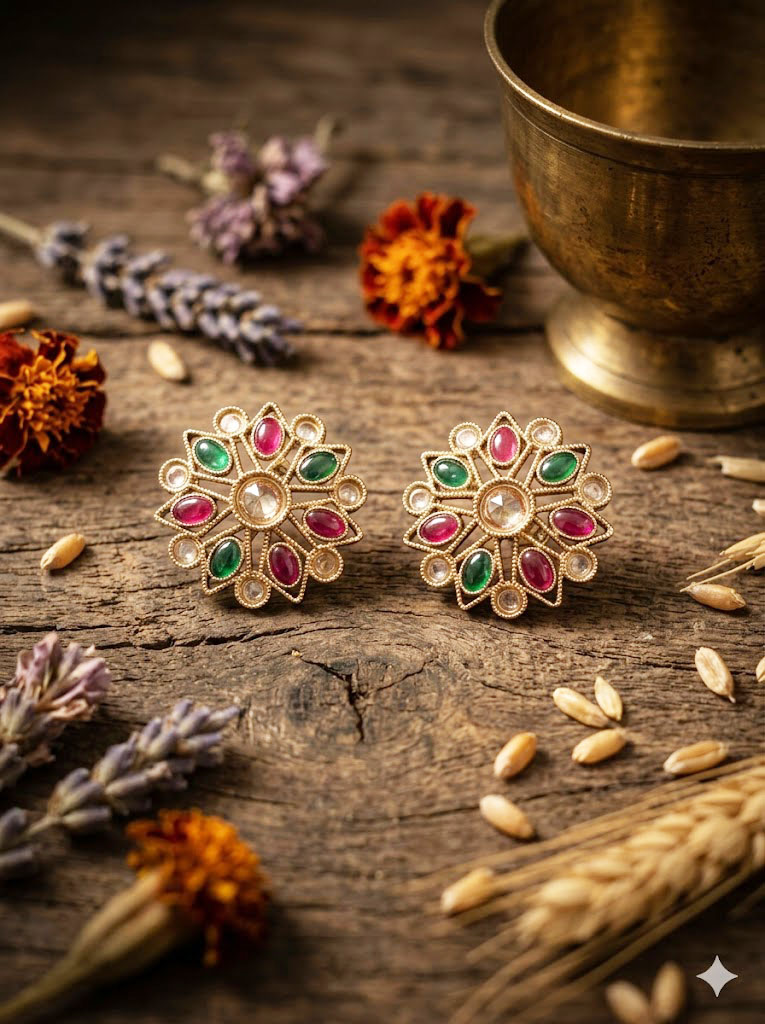 royal kundan & pearl heritage studs by Malini royal kundan & pearl heritage studs by Malini