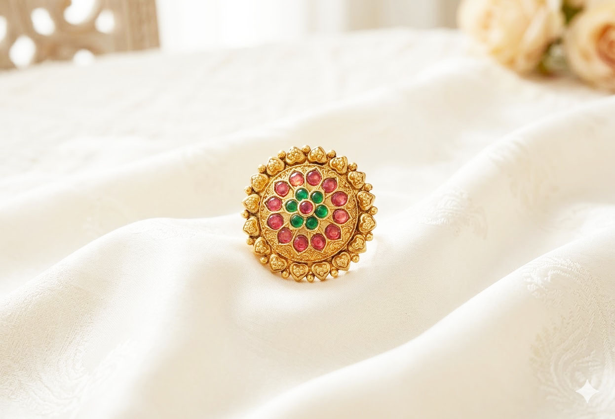 malini antique finish floral kemp statement ring malini antique finish floral kemp statement ring