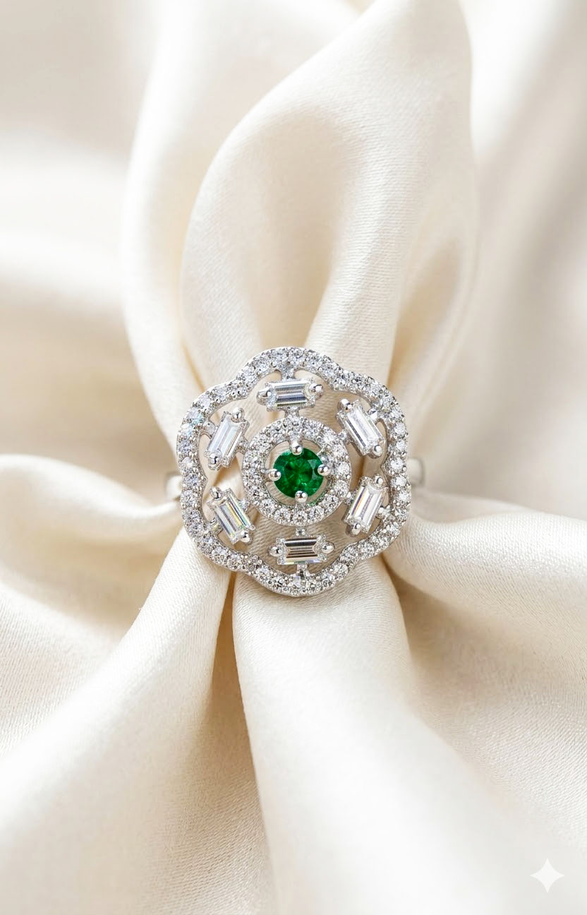 luminescent openwork american diamond cocktail ring by Malini luminescent openwork american diamond cocktail ring by Malini