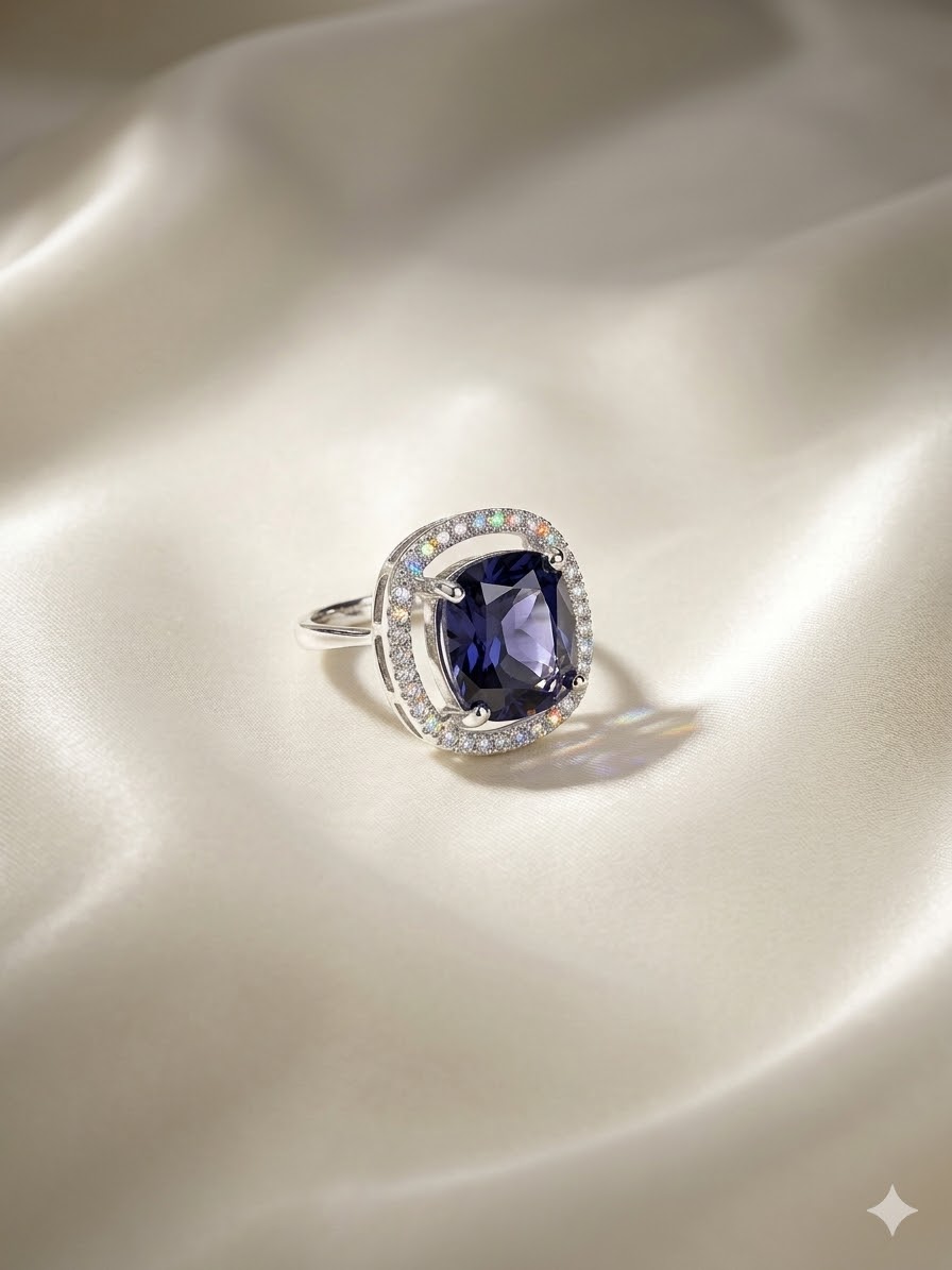 cushion cut halo ring by Malini