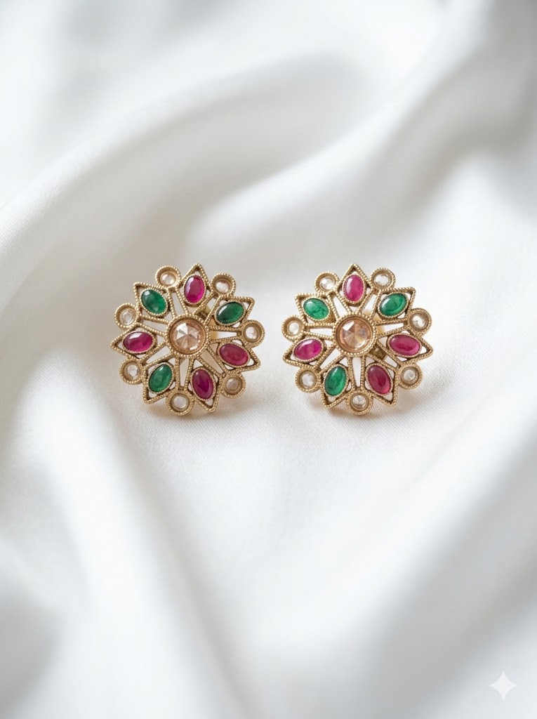 royal kundan & pearl heritage studs by Malini royal kundan & pearl heritage studs by Malini