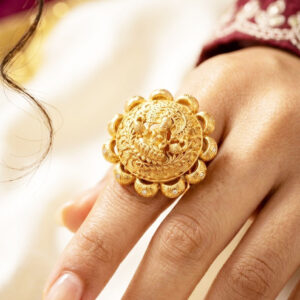 Home divine lakshmi temple statement ring by Malini