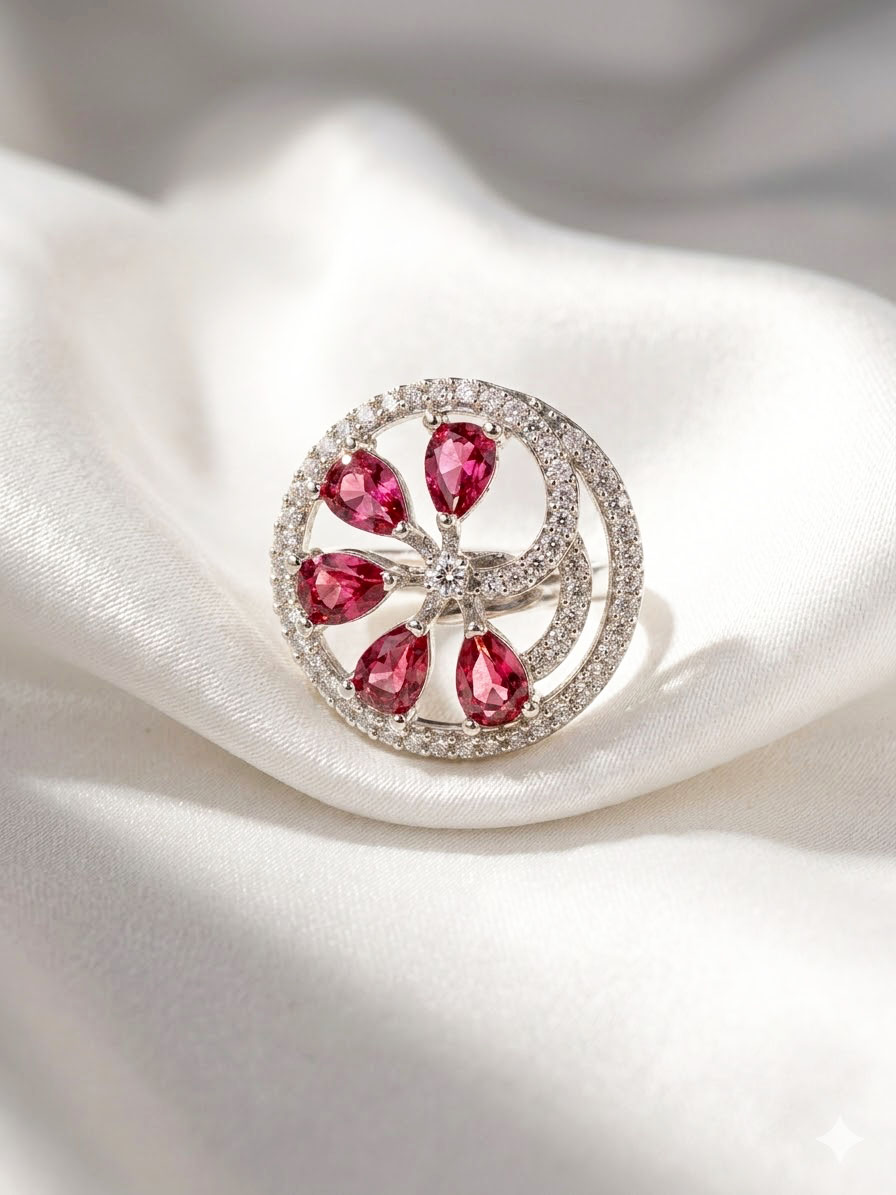 pear cut halo statement ring by Malini pear cut halo statement ring by Malini