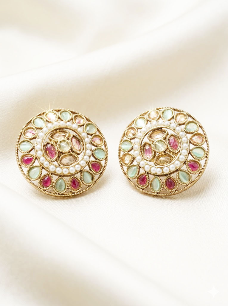 royal kundan & pearl heritage studs by Malini royal kundan & pearl heritage studs by Malini