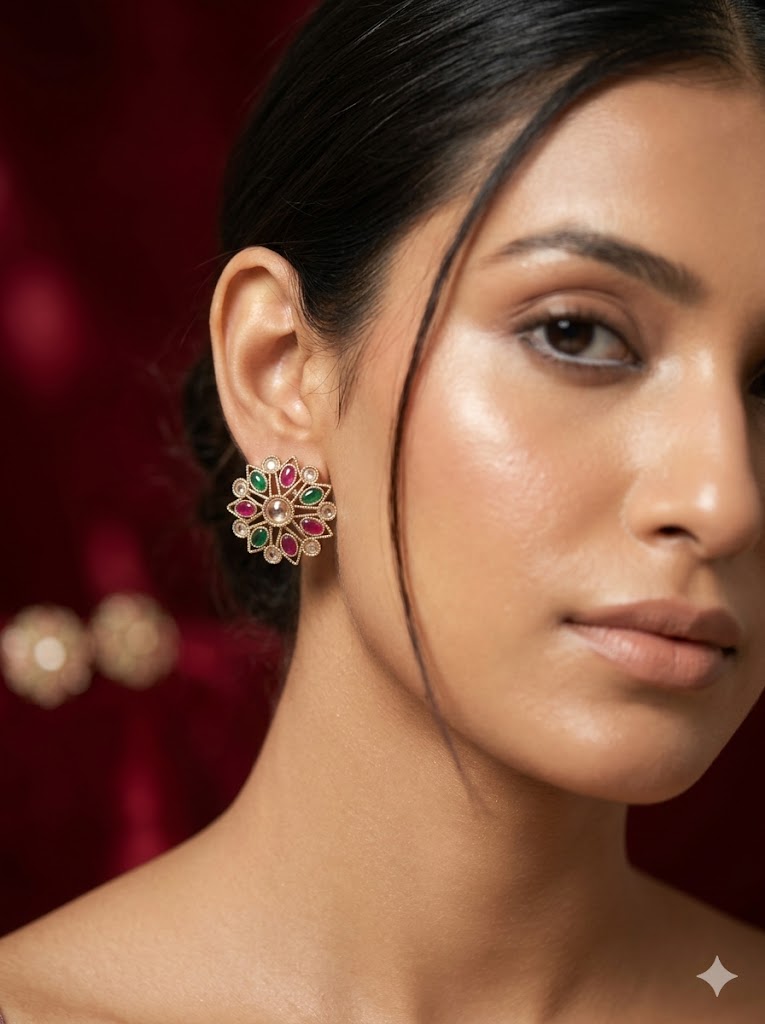 royal kundan & pearl heritage studs by Malini royal kundan & pearl heritage studs by Malini