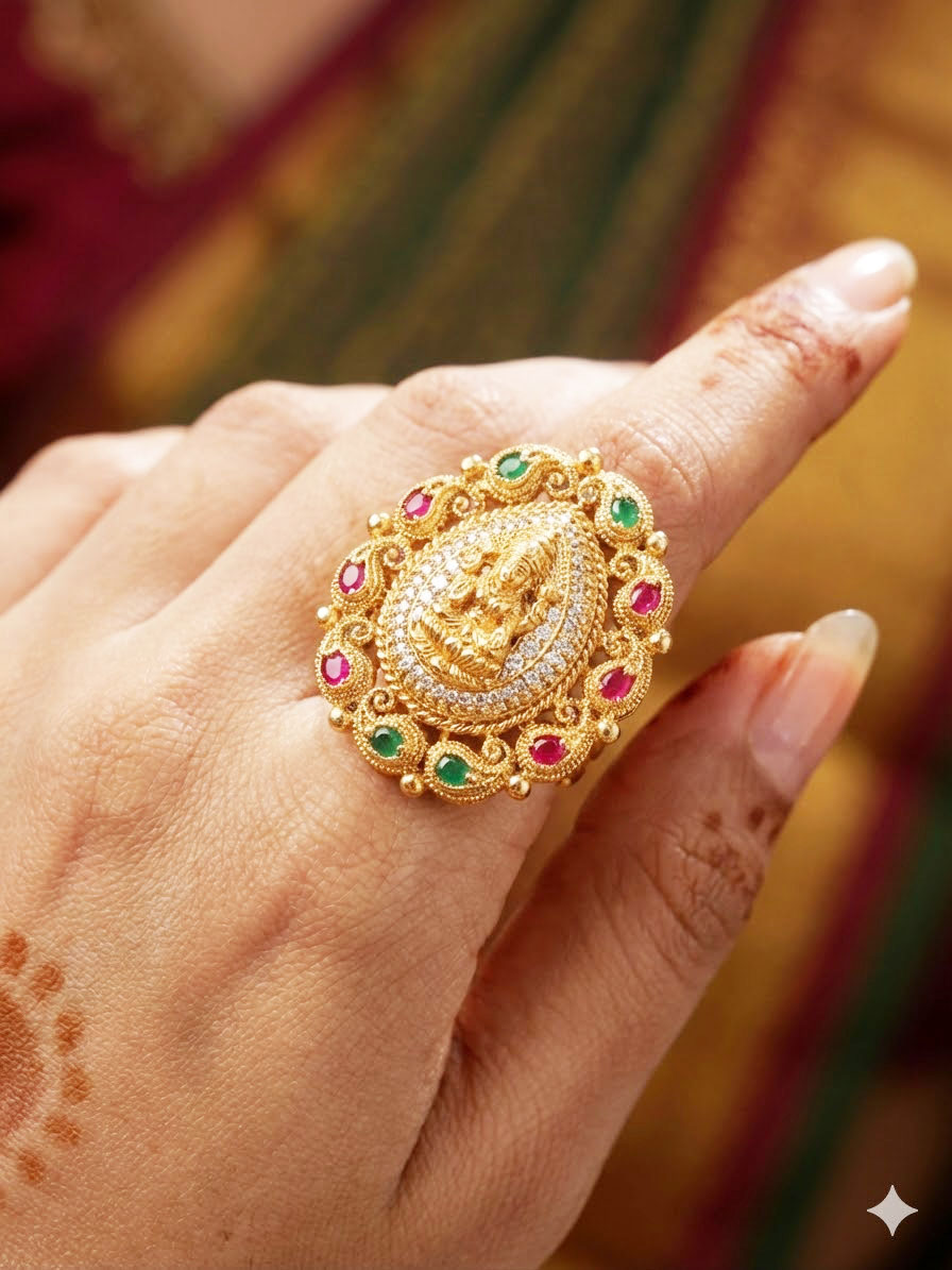 divine lakshmi temple statement ring divine lakshmi temple statement ring by Malini