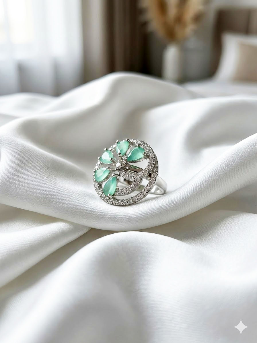 pear cut halo statement ring by Malini pear cut halo statement ring by Malini