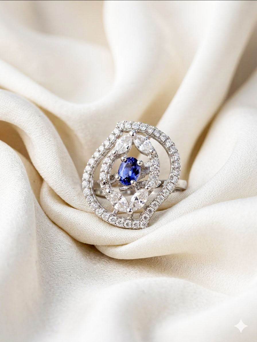 radiant crimson bloom halo ring by Malini radiant crimson bloom halo ring by Malini