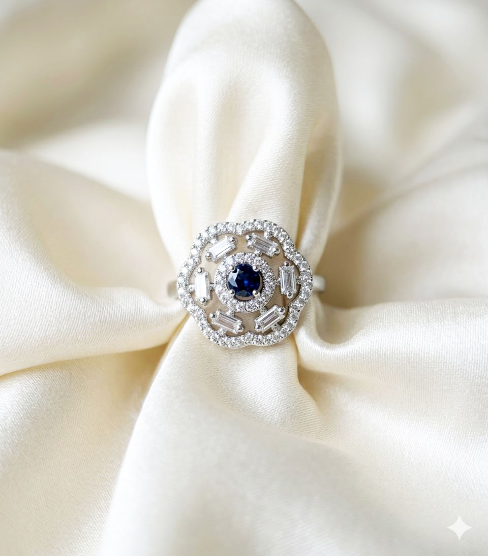 luminescent openwork american diamond cocktail ring by Malini luminescent openwork american diamond cocktail ring by Malini