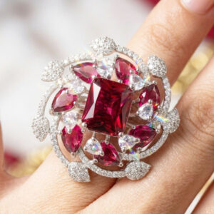 radiant floral swirl statement ring by Malini